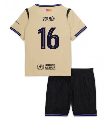 Barcelona Fermin Lopez #16 Borta Kläder Barn 2025-26 Kortärmad (+ Korta byxor)